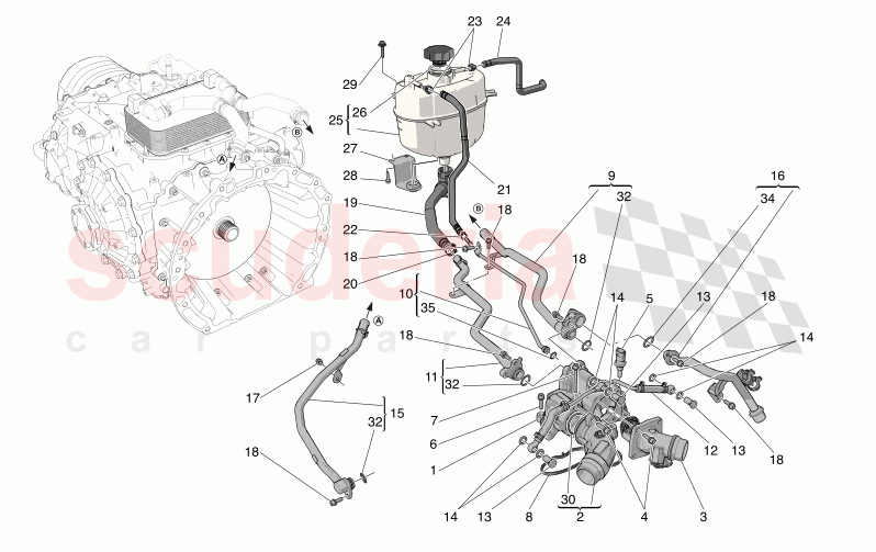 COOLING SYSTEM: NOURICE AND LINES of Maserati Maserati MC20 Icona Automatic 3.0 BT V6 2WD 630HP