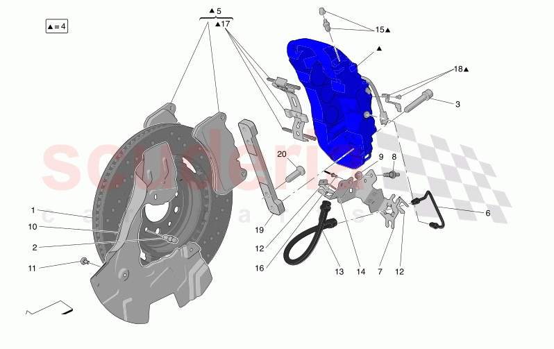 BRAKING DEVICES ON FRONT WHEELS of Maserati Maserati Grecale Trofeo Automatic 3.0 BT V6 530HP