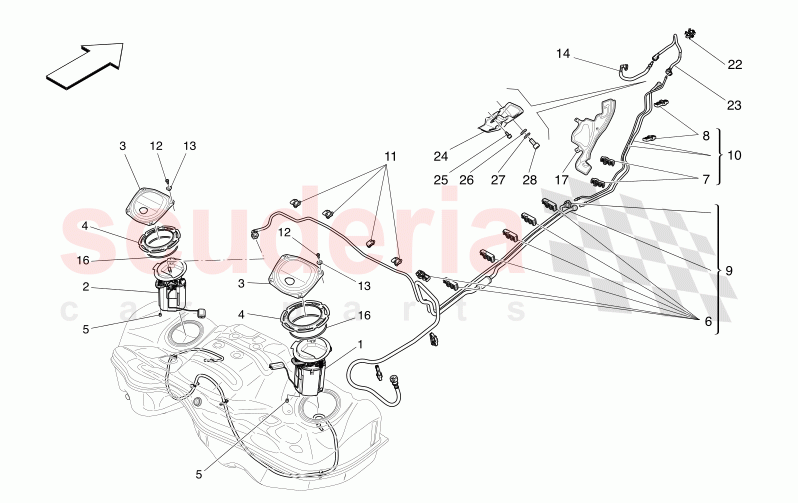 FUEL PUMPS AND CONNECTION LINES of Maserati Maserati Levante Modena Automatic 3.0 BT V6 4WD 350HP