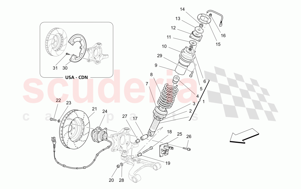 FRONT SHOCK ABSORBER DEVICES (Includes brake discs Available with: "GranSport MC Victory" Version) of Maserati Maserati GranSport Coupe (2005-2007)