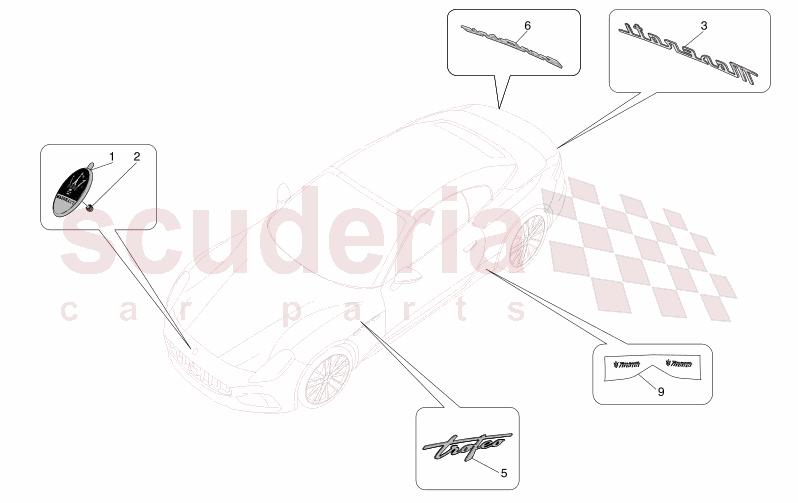 TRIMS, BRANDS AND SYMBOLS of Maserati Maserati GranCabrio M189    AUTOMATIC 4WD 3.0 BT V6 490 HP
