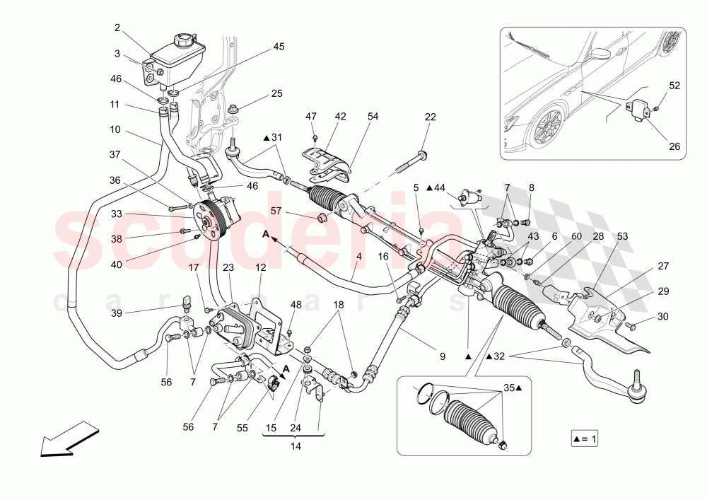 COMPLETE STEERING RACK UNIT of Maserati Maserati Quattroporte (2013-2016) S V6 410bhp