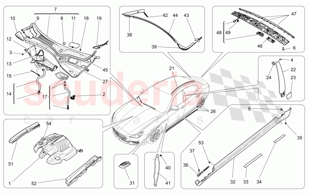 SHIELDS, TRIMS AND COVERING PANELS of Maserati Maserati Quattroporte (2013-2016) Diesel