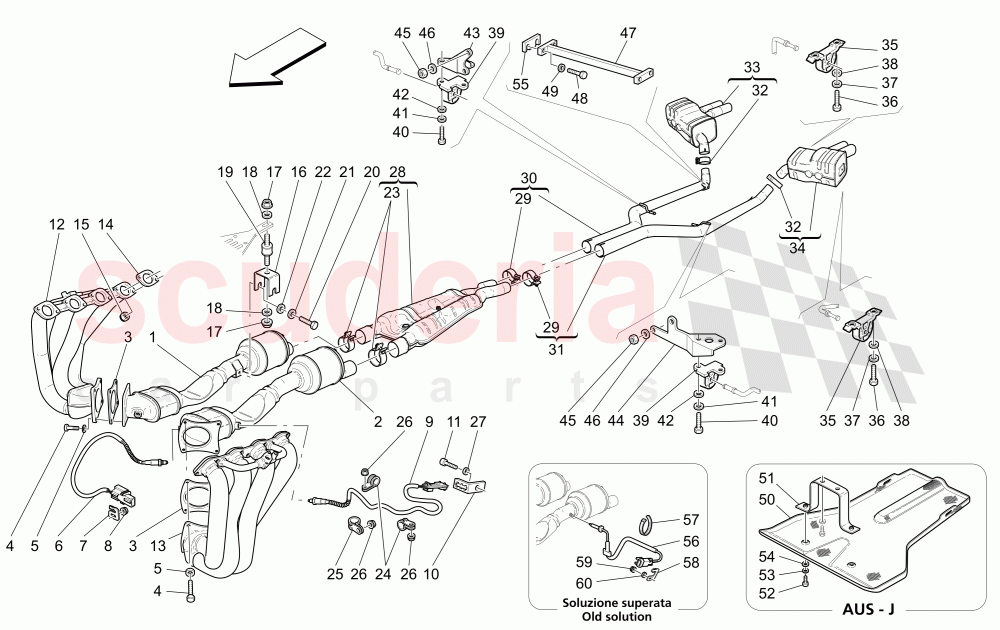 EXHAUST SYSTEM of Maserati Maserati 4200 Coupe (2002-2004) CC