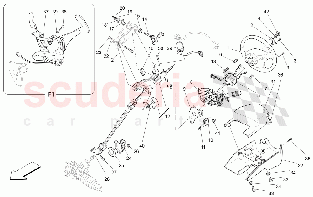 STEERING COLUMN AND STEERING WHEEL UNIT of Maserati Maserati 4200 Coupe (2005-2007) GT