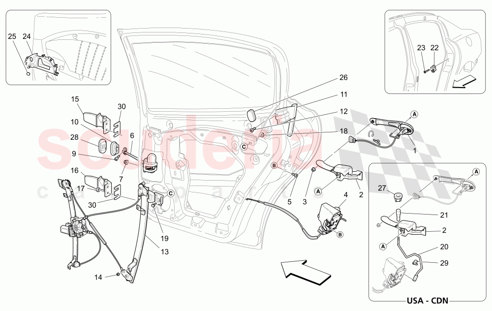 REAR DOORS: MECHANISMS of Maserati Maserati Quattroporte (2003-2007) DuoSelect