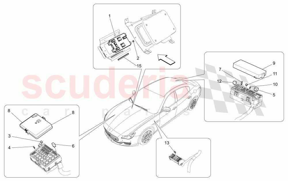 RELAYS, FUSES AND BOXES of Maserati Maserati Quattroporte (2013-2016) S Q4