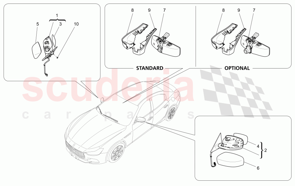 INTERNAL AND EXTERNAL REAR-VIEW MIRRORS of Maserati Maserati Ghibli (2014-2016) S