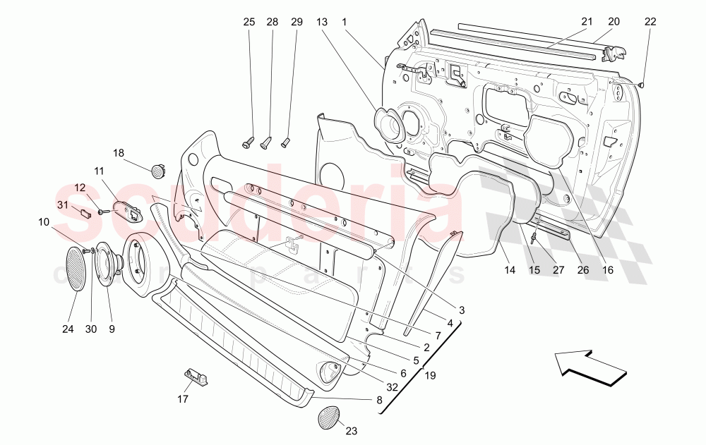 FRONT DOORS: TRIM PANELS (Available with: "Spyder 90th Anniversary" Version) of Maserati Maserati 4200 Spyder (2005-2007) CC