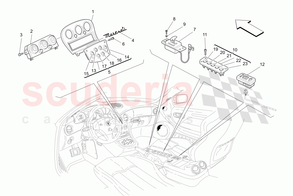 PASSENGER COMPARTMENT DEVICES (Tunnel) of Maserati Maserati GranSport Coupe (2005-2007)