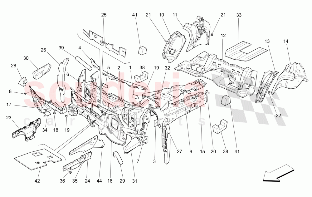 SOUND-PROOFING PANELS INSIDE THE VEHICLE of Maserati Maserati Quattroporte (2013-2016) Diesel