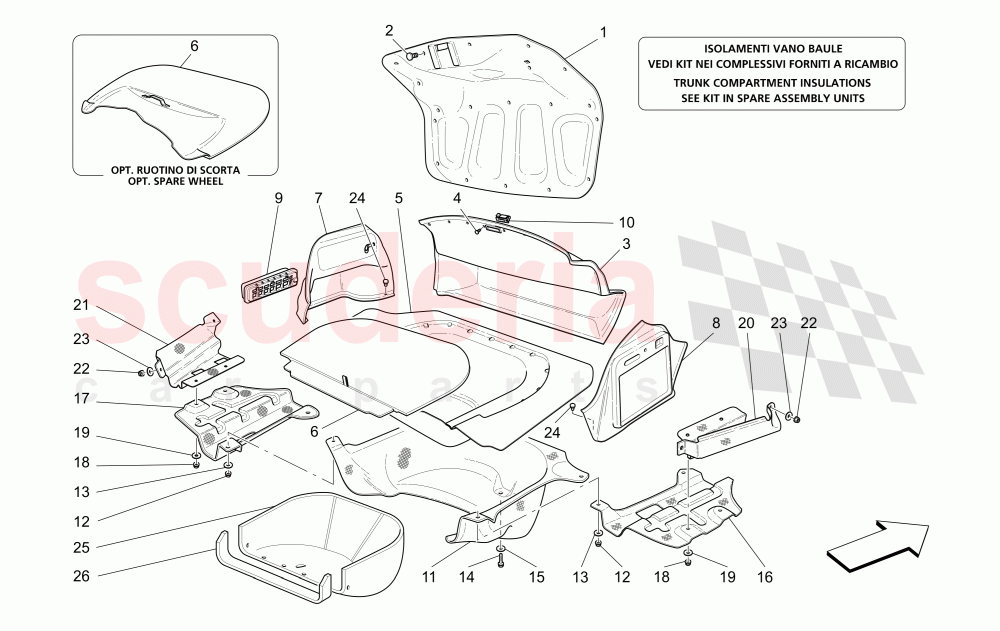 TRUNK HOOD COMPARTMENT TRIMS of Maserati Maserati GranSport Spyder (2005-2007)