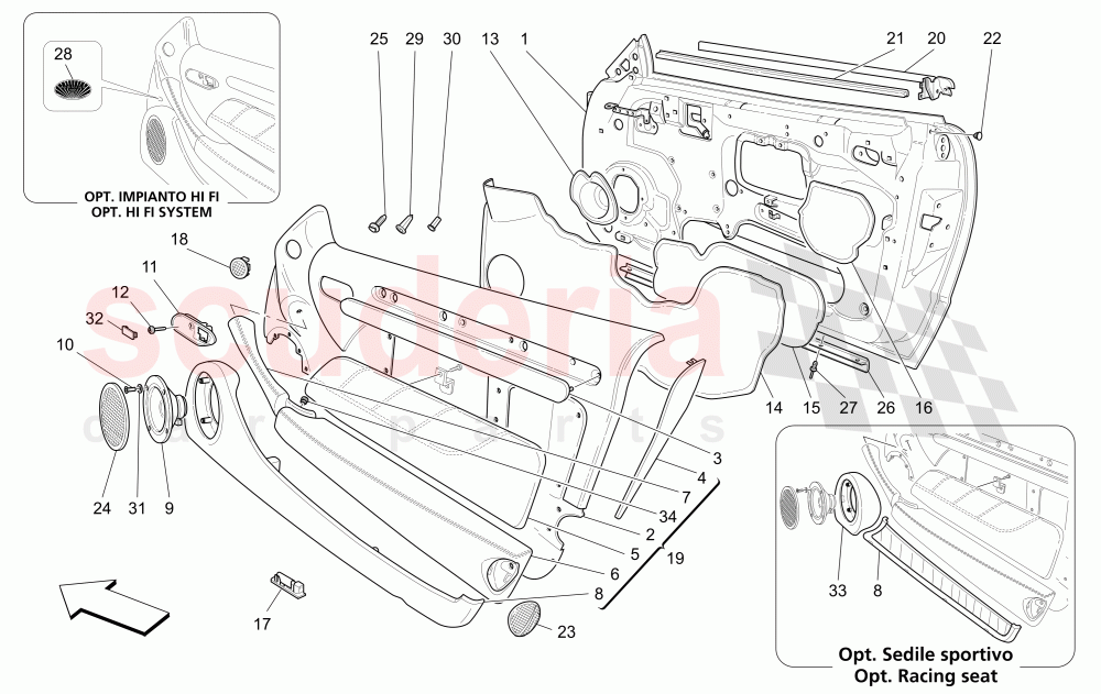 FRONT DOORS: TRIM PANELS of Maserati Maserati 4200 Coupe (2005-2007) CC