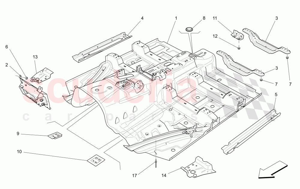 CENTRAL STRUCTURAL FRAMES AND SHEET PANELS of Maserati Maserati Levante (2017+) S
