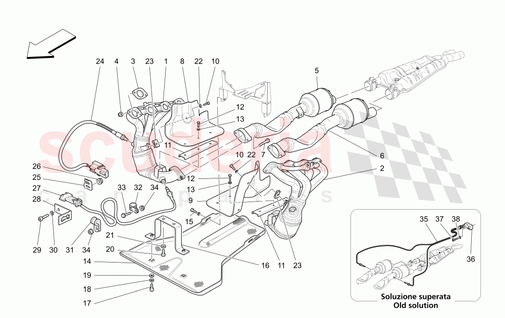 EXHAUST SYSTEM of Maserati Maserati 4200 Coupe (2002-2004) CC