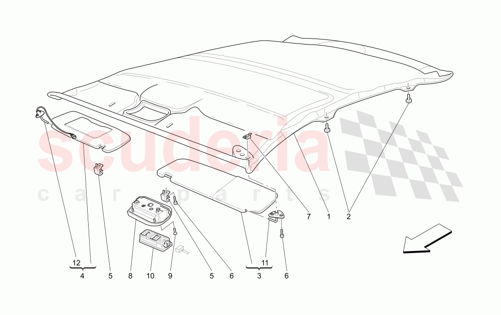 ROOF PANEL UPHOLSTERY AND ACCESSORIES of Maserati Maserati 4200 Coupe (2005-2007) GT