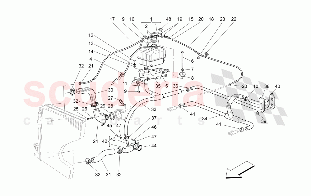COOLING SYSTEM: NOURICE AND LINES of Maserati Maserati 4200 Coupe (2005-2007) CC