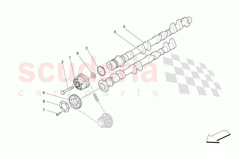 RH CYLINDER HEAD CAMSHAFTS of Maserati Maserati GranTurismo (2017+) Sport Auto