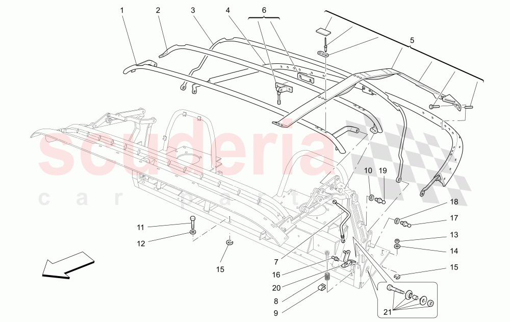 ELECTRICAL CAPOTE: STRUCTURE (Available with: "Spyder 90th Anniversary" Version) of Maserati Maserati 4200 Spyder (2005-2007) CC