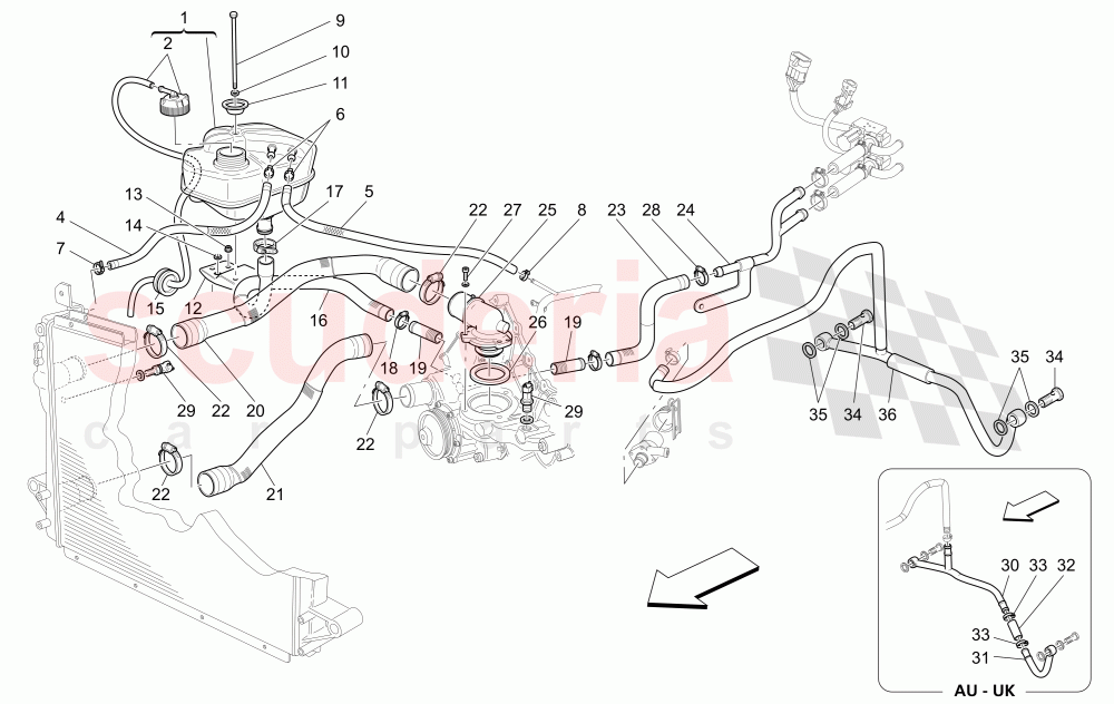 COOLING SYSTEM: NOURICE AND LINES of Maserati Maserati GranTurismo (2011-2012) S