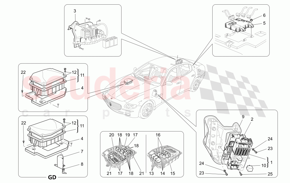 RELAYS, FUSES AND BOXES of Maserati Maserati Quattroporte (2003-2007) Auto