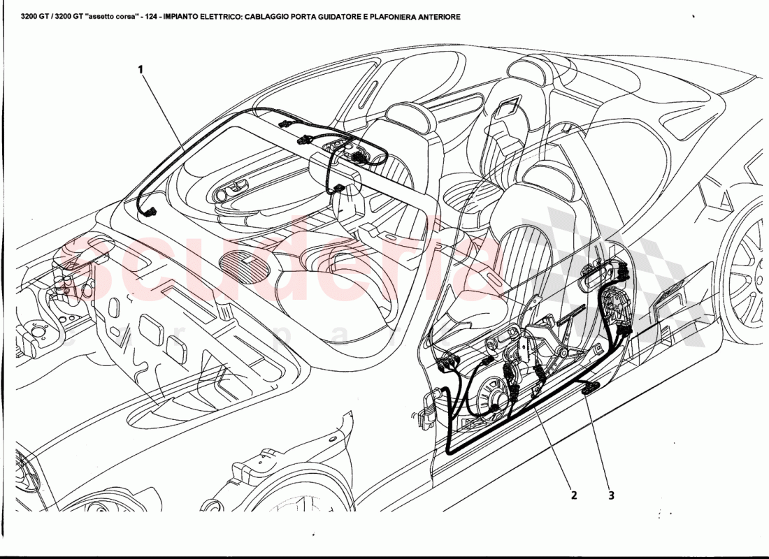 ELECTRICAL SYSTEM: DRIVER'S DOOR AND FRONT CEILING LIGHT HARNESS of Maserati Maserati 3200 GT / Assetto Corsa