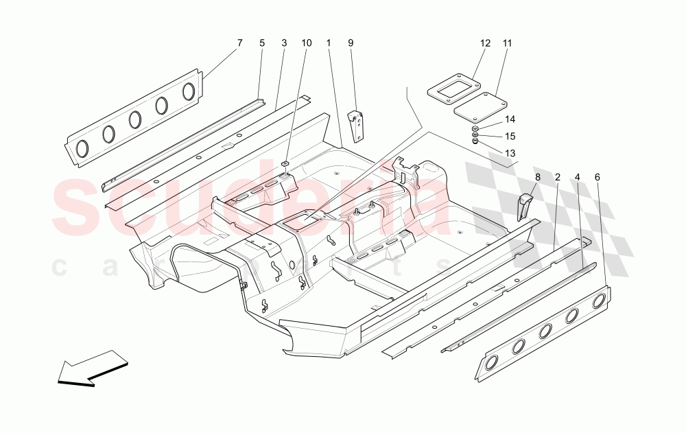 CENTRAL STRUCTURAL FRAMES AND SHEET PANELS of Maserati Maserati 4200 Coupe (2002-2004) GT