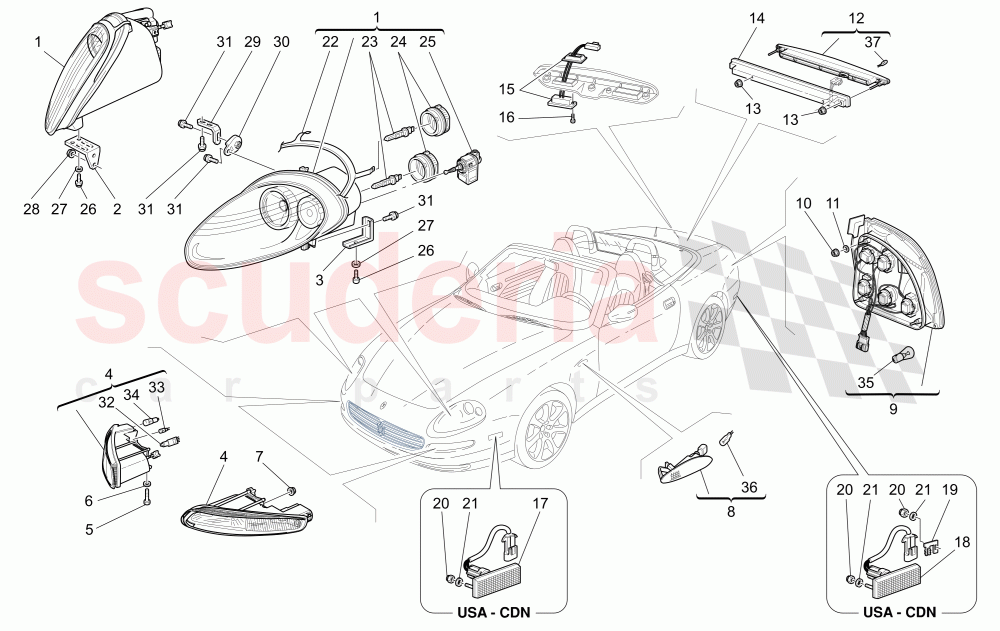 LIGHT CLUSTERS of Maserati Maserati 4200 Spyder (2005-2007) CC