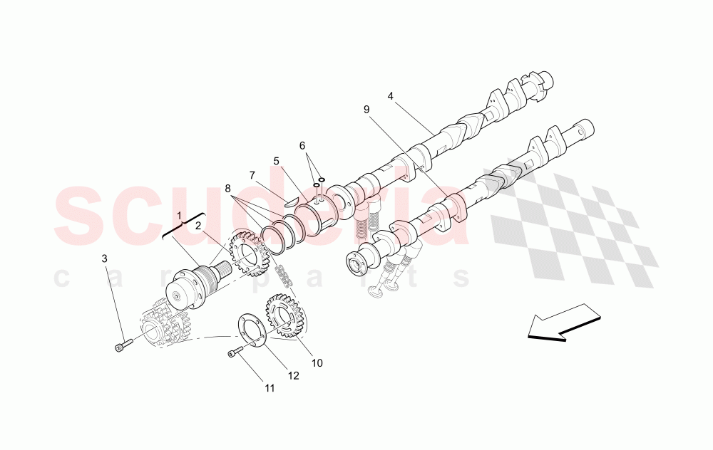 LH CYLINDER HEAD CAMSHAFTS of Maserati Maserati Quattroporte (2003-2007) DuoSelect