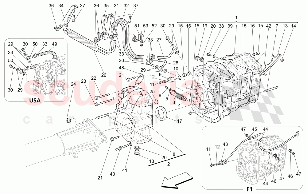 GEARBOX HOUSINGS (Includes gearbox oil radiator) of Maserati Maserati 4200 Coupe (2002-2004) CC