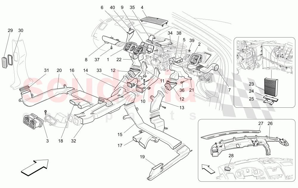 A/C UNIT: DIFFUSION of Maserati Maserati Quattroporte (2003-2007) DuoSelect