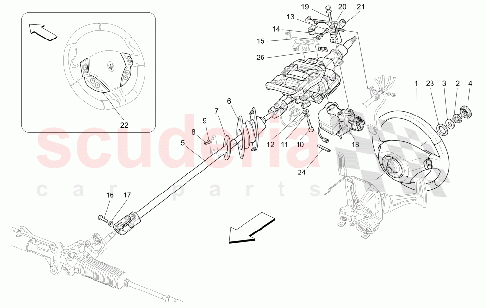 STEERING COLUMN AND STEERING WHEEL UNIT of Maserati Maserati Quattroporte (2003-2007) Auto