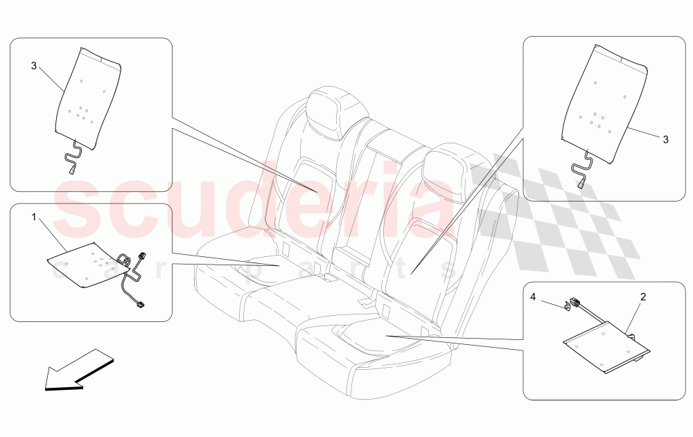 REAR SEATS: MECHANICS AND ELECTRONICS (Not available with: SPORT 8-WAY POWER FRONT SEATS, 12 WAYS WITH MEMORIES FOR LEVANTE MY18/19, SPORT EQUIPMENT) of Maserati Maserati Ghibli (2014-2016) S