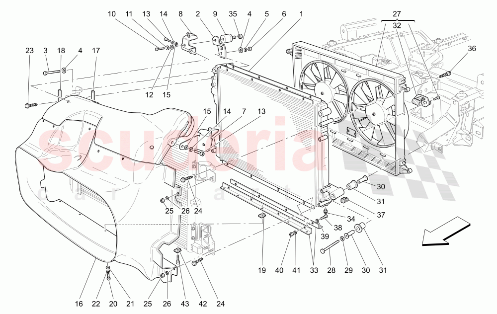 COOLING: AIR RADIATORS AND DUCTS of Maserati Maserati GranTurismo (2007-2010) Auto