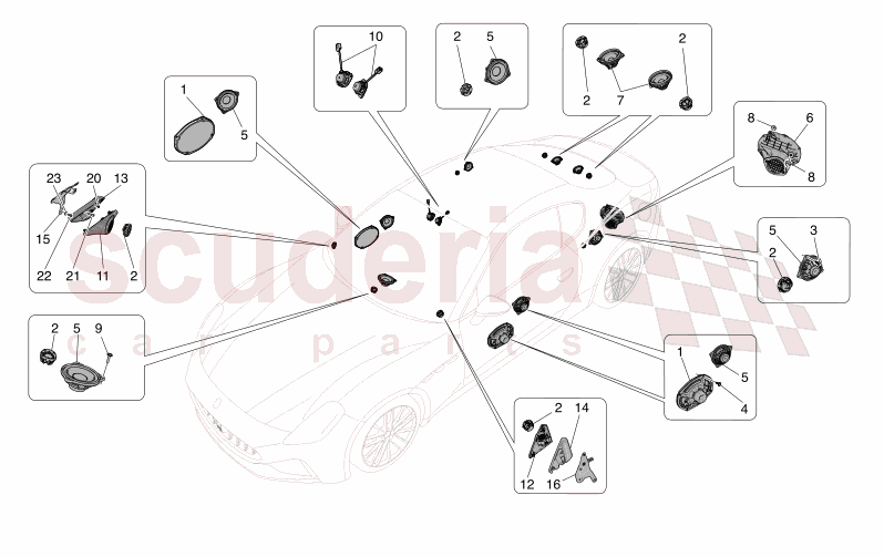 SOUND DIFFUSION SYSTEM of Maserati Maserati GranTurismo M189 TROFEO  AUTOMATIC 4WD 3.0 BT V6 550 HP