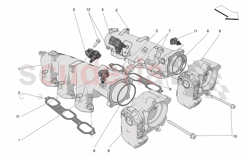 INTAKE MANIFOLD AND THROTTLE BODY of Maserati Maserati GranTurismo M189 TROFEO  AUTOMATIC 4WD 3.0 BT V6 550 HP