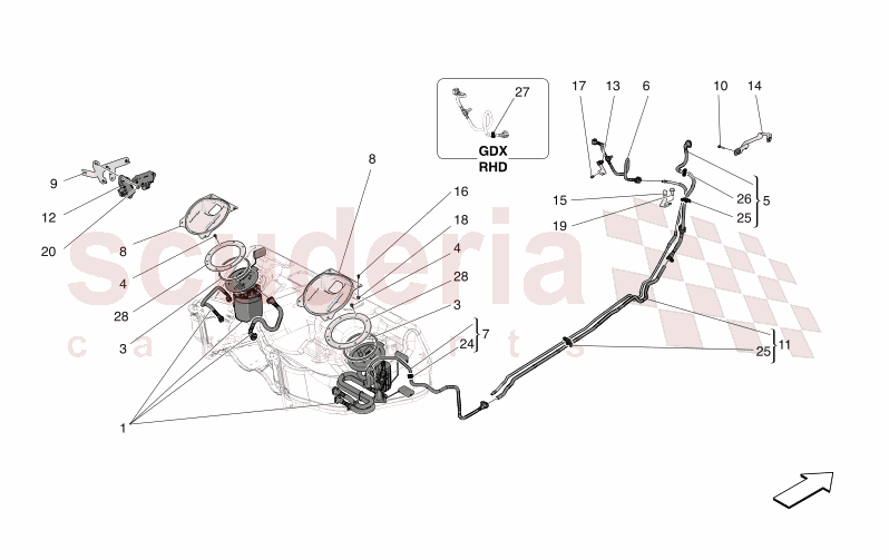 FUEL PUMPS AND CONNECTION LINES of Maserati Maserati GranTurismo M189    AUTOMATIC 4WD 3.0 BT V6 490 HP