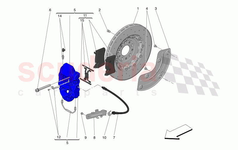 BRAKING DEVICES ON REAR WHEELS of Maserati Maserati MC20 GT2 Stradale  Automatic 3.0 BT V6 2WD 630HP - 640HP