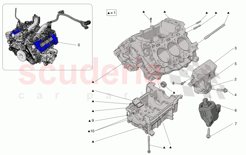 CRANKCASE of Maserati Maserati MC20 Automatic 3.0 BT V6 2WD 630HP