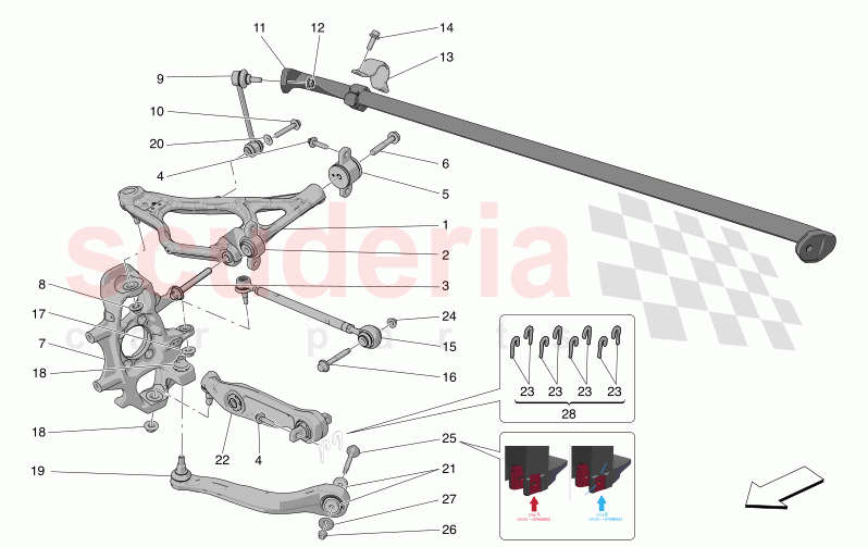 REAR SUSPENSION of Maserati Maserati MC20 Automatic 3.0 BT V6 2WD 630HP