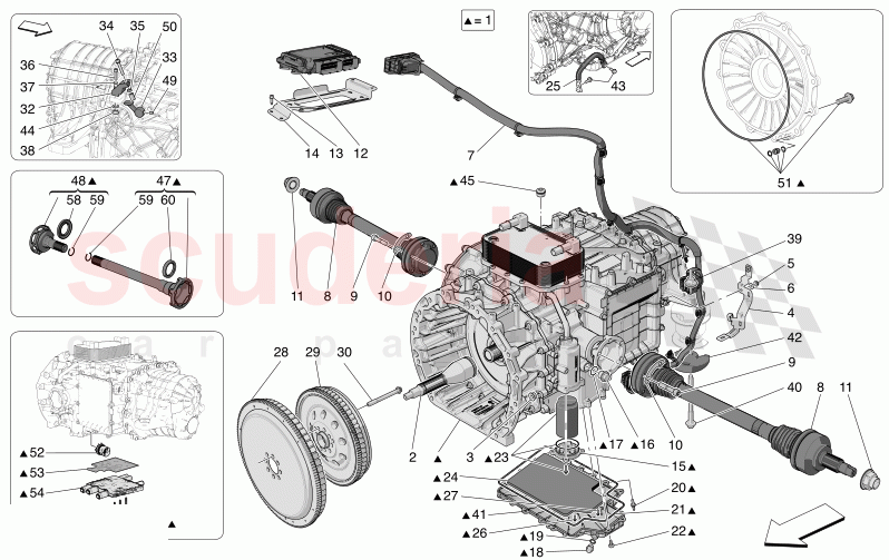 GEARBOX HOUSINGS of Maserati Maserati MC20 GT2 Stradale  Automatic 3.0 BT V6 2WD 630HP - 640HP