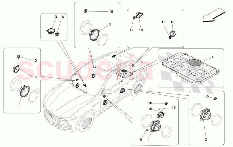 SOUND DIFFUSION SYSTEM of Maserati Maserati Levante Modena S Automatic 3.0 BT V6 4WD 430HP