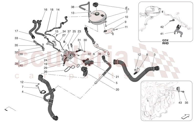COOLING SYSTEM: NOURICE AND LINES of Maserati Maserati GranTurismo M189    AUTOMATIC 4WD 3.0 BT V6 490 HP