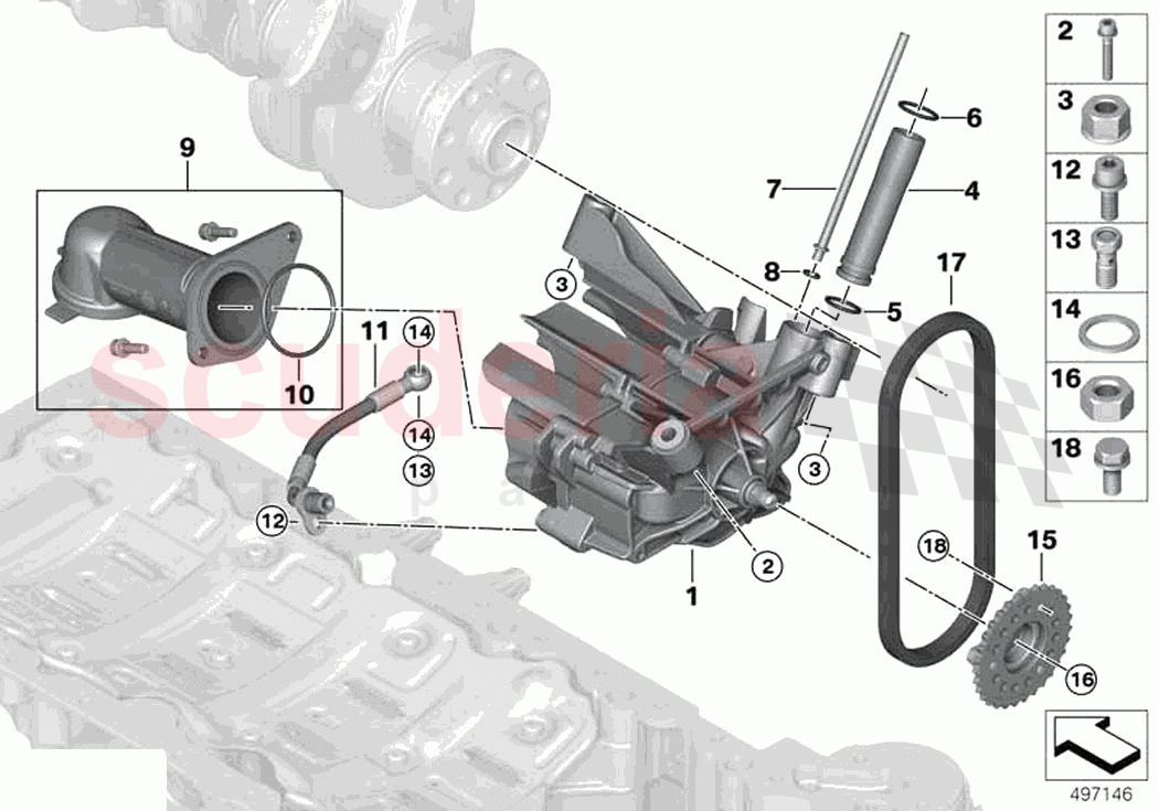 Lubrication system Oil pump with drive of Rolls Royce Rolls Royce Cullinan RR31(2017-2023)
