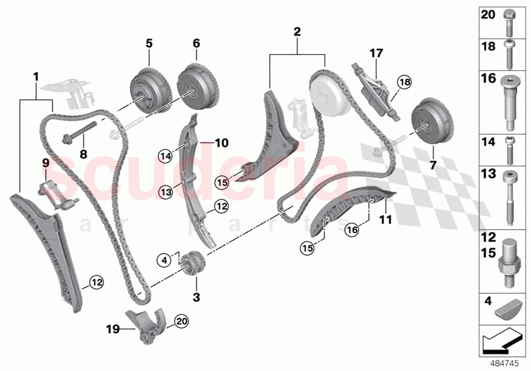 Timing and valve train timing chain of Rolls Royce Rolls Royce Cullinan RR31(2017-2023)