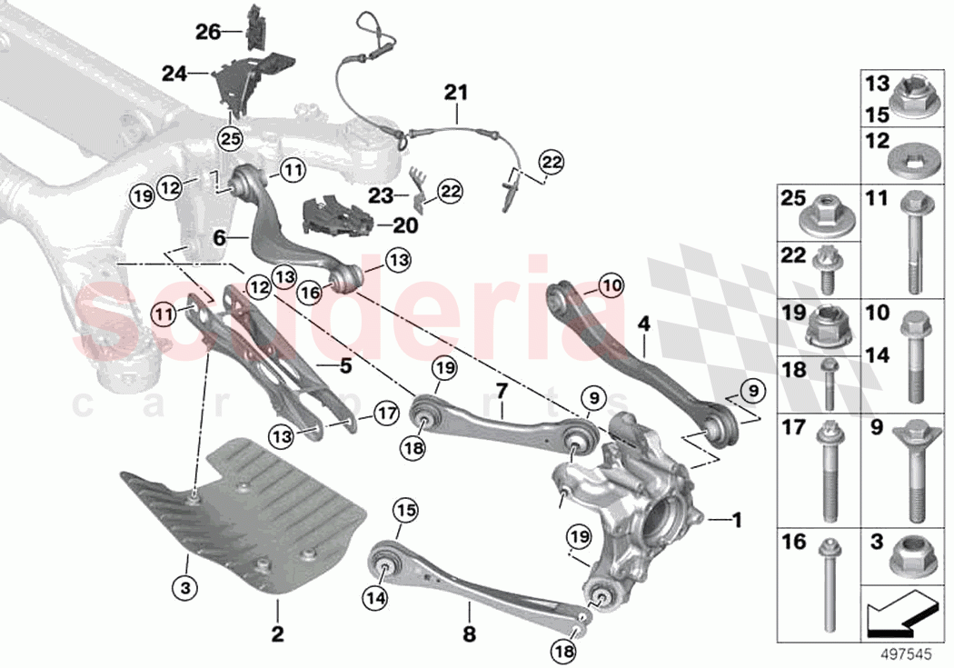 Rear axle support wheel suspension of Rolls Royce Rolls Royce Cullinan RR31(2017-2023)
