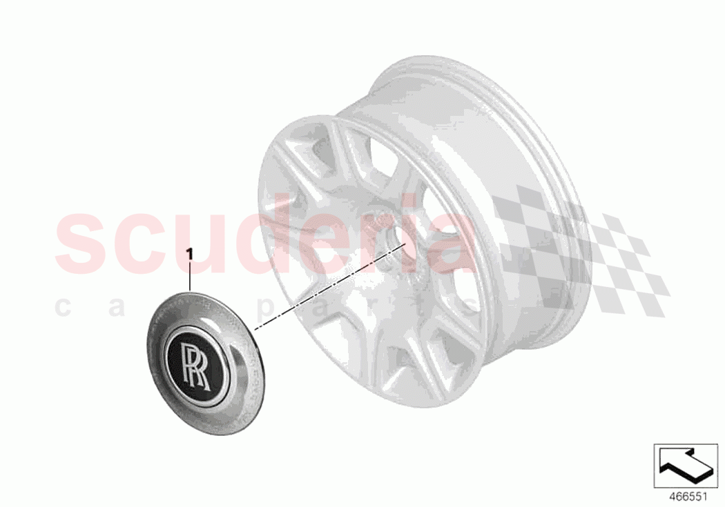 Exterior trim Centre Caps of Rolls Royce Rolls Royce Dawn RR6(2017-2023)