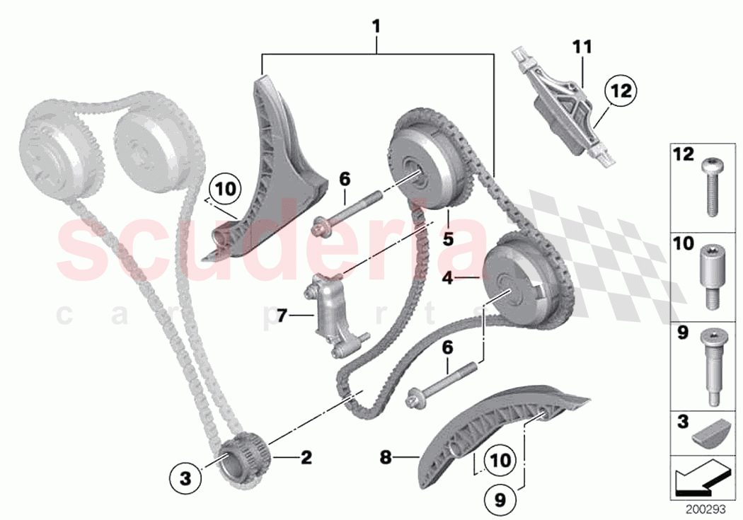 Timing chain cylinders 7 12 of Rolls Royce Rolls Royce Dawn RR6(2017-2023)