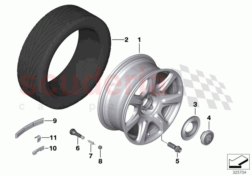 Light alloy wheel styling 462 of Rolls Royce Rolls Royce Dawn RR6(2017-2023)