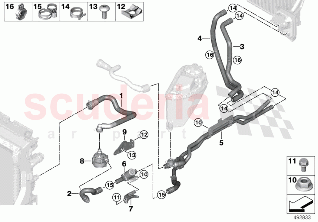 Cooling water hoses of Rolls Royce Rolls Royce Ghost Extended RR22(2019-2023)